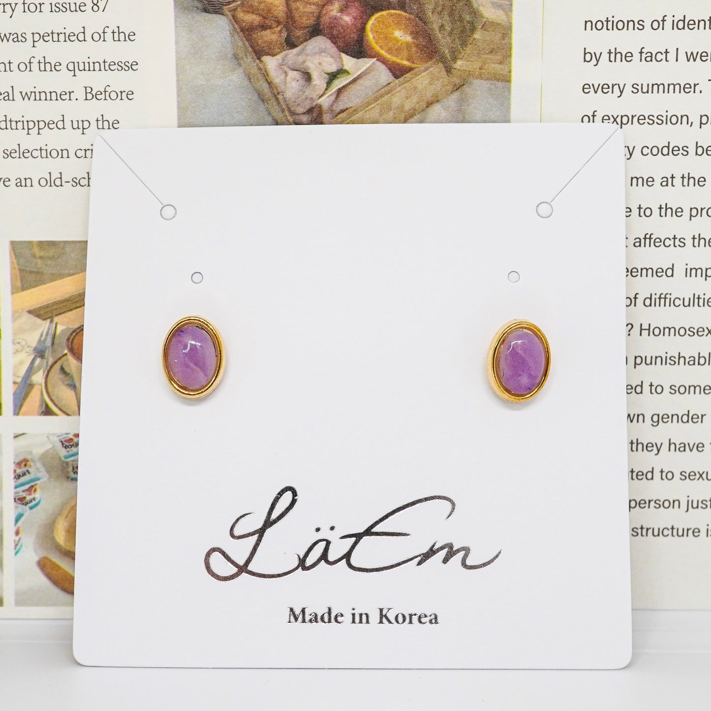 Oval Cabochon Moonstone Studs