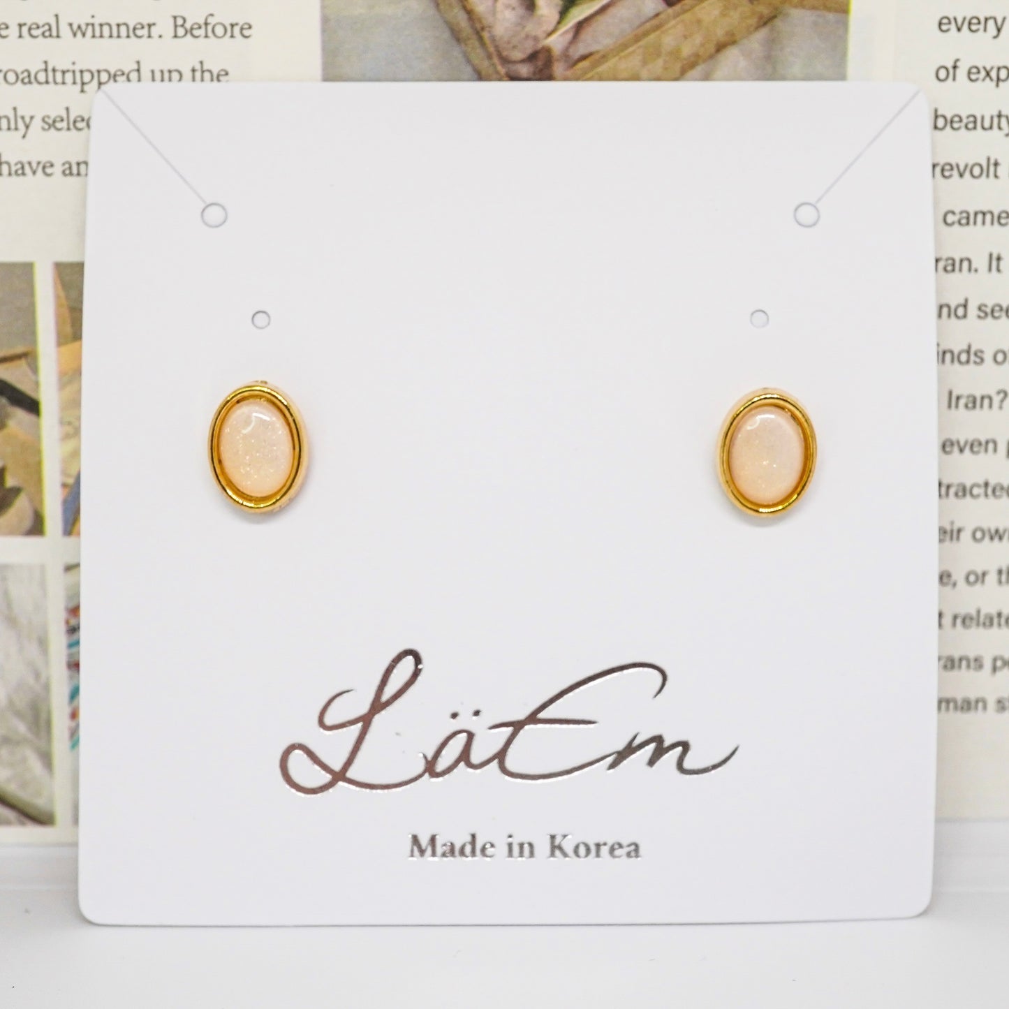 Oval Cabochon Moonstone Studs