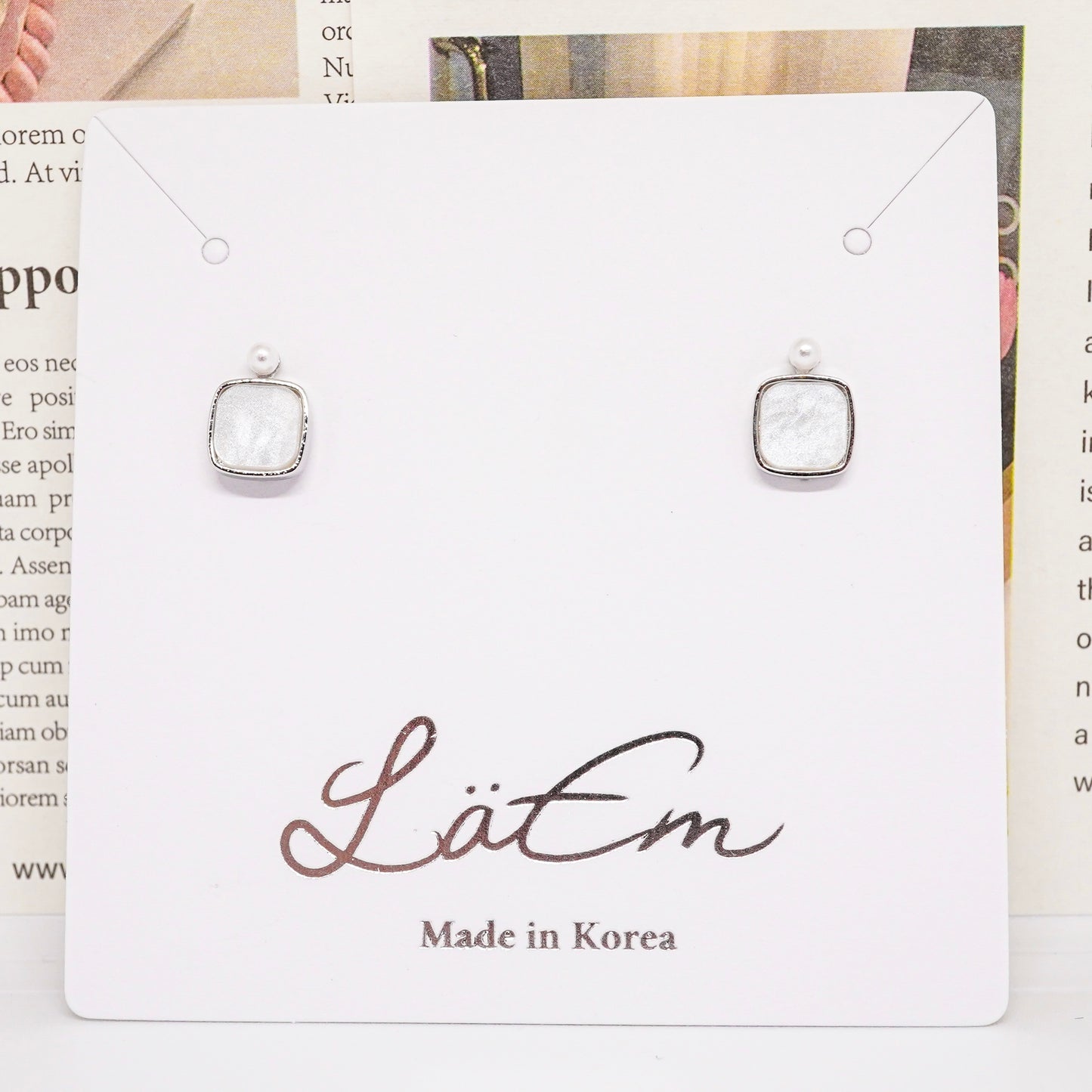 Moonstone Square Studs