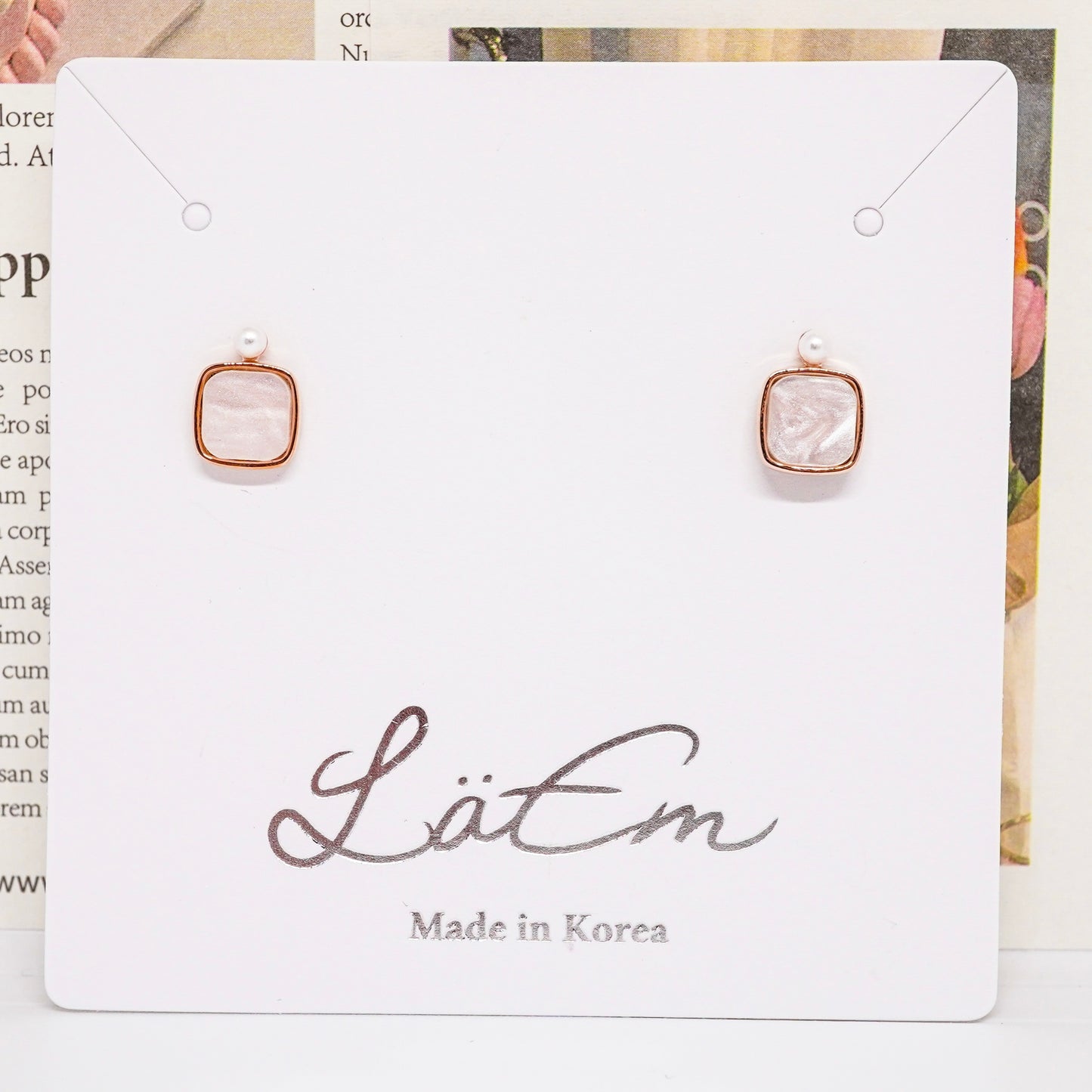Moonstone Square Studs