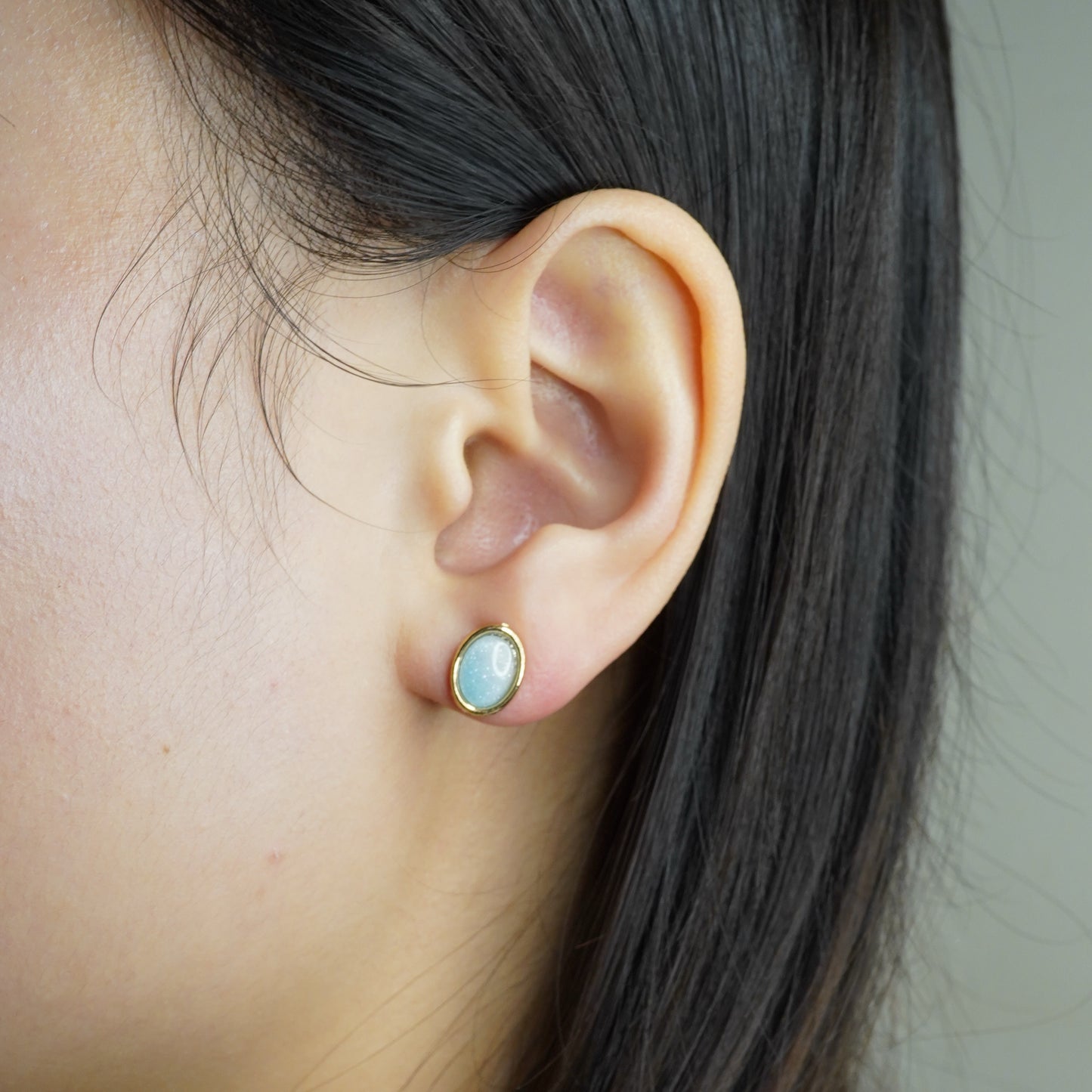 Oval Cabochon Moonstone Studs