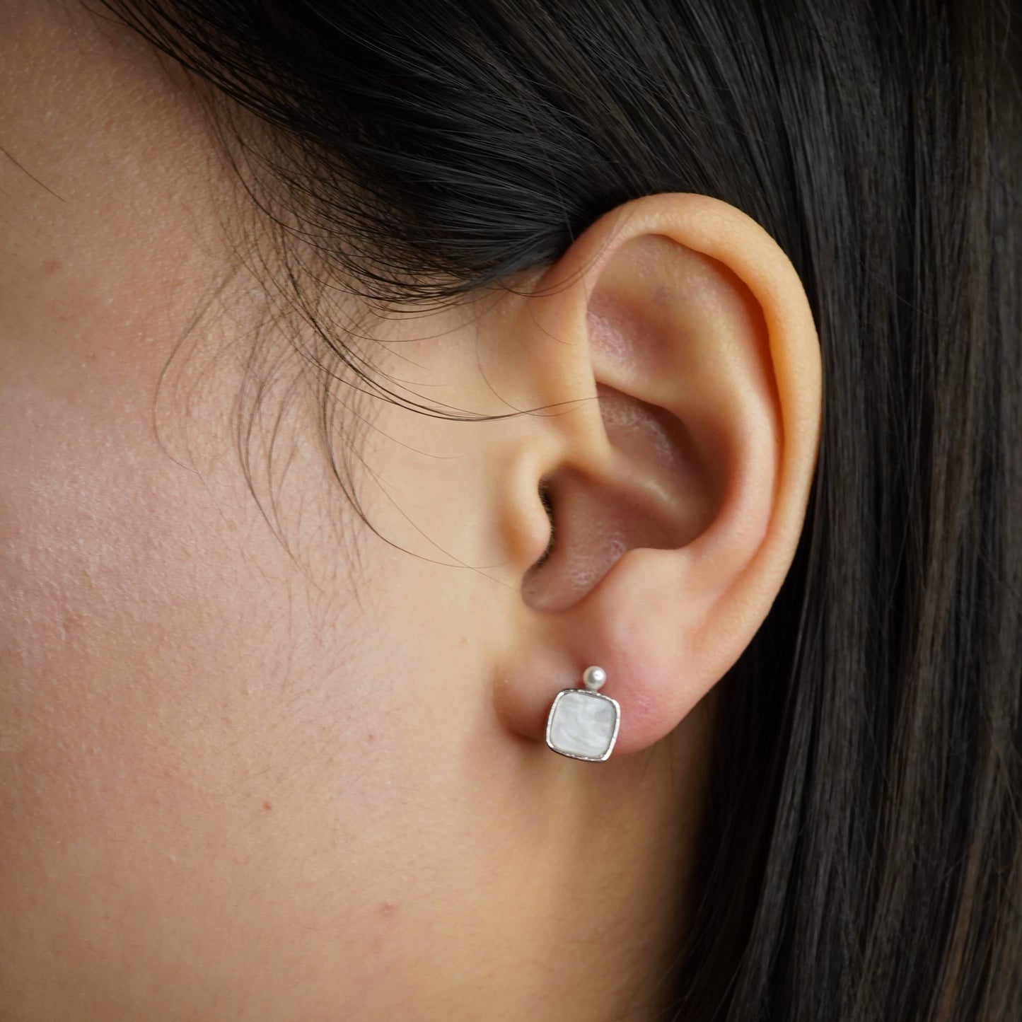 Moonstone Square Studs