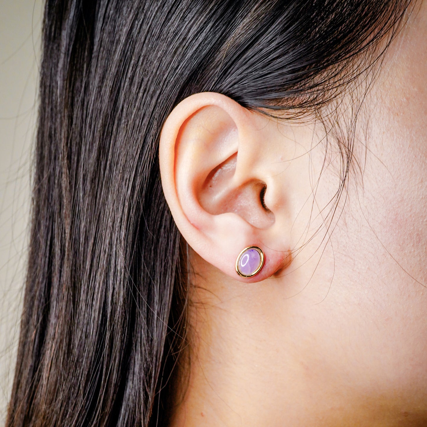 Oval Cabochon Moonstone Studs
