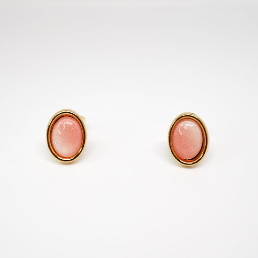 Oval Cabochon Moonstone Studs