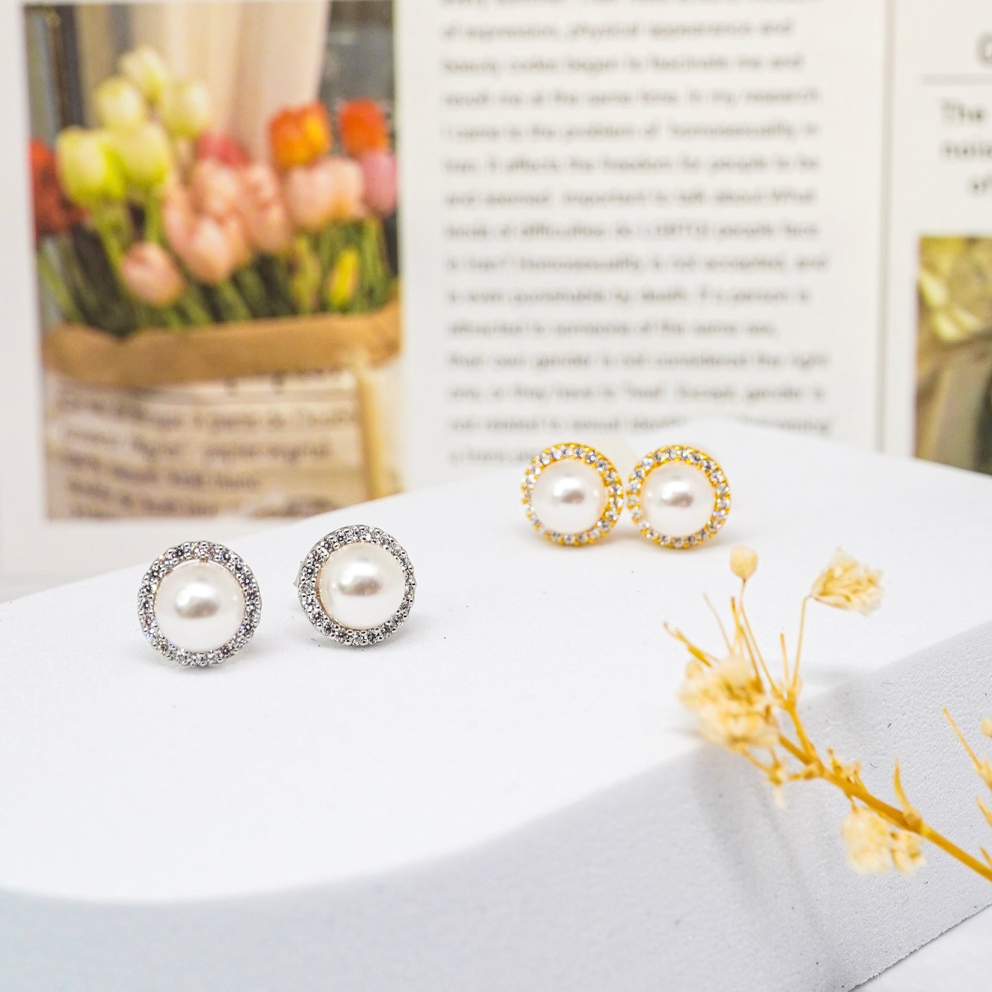 Radiant Halo Pearl Earrings