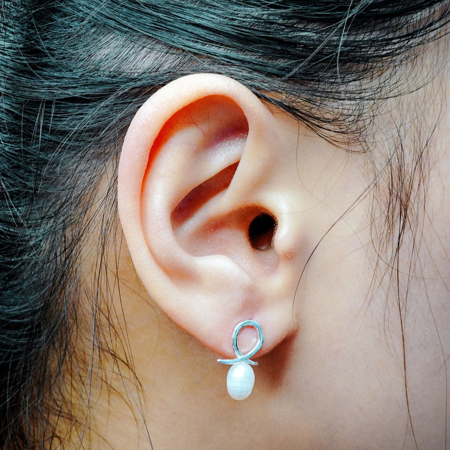 Lunar Pearl Drop Earring