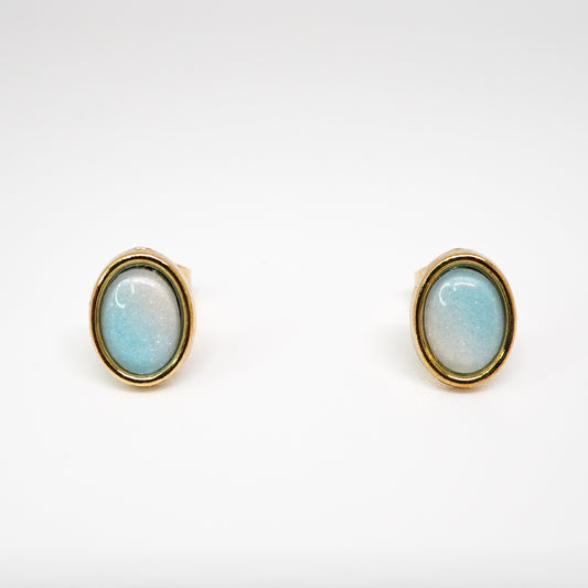 Oval Cabochon Moonstone Studs