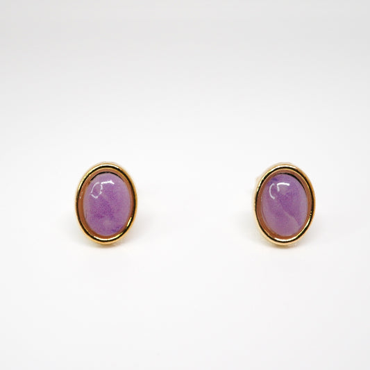 Oval Cabochon Moonstone Studs