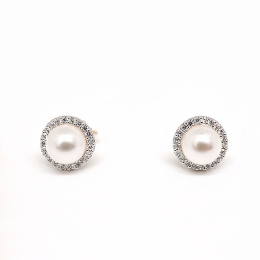 Radiant Halo Pearl Earrings