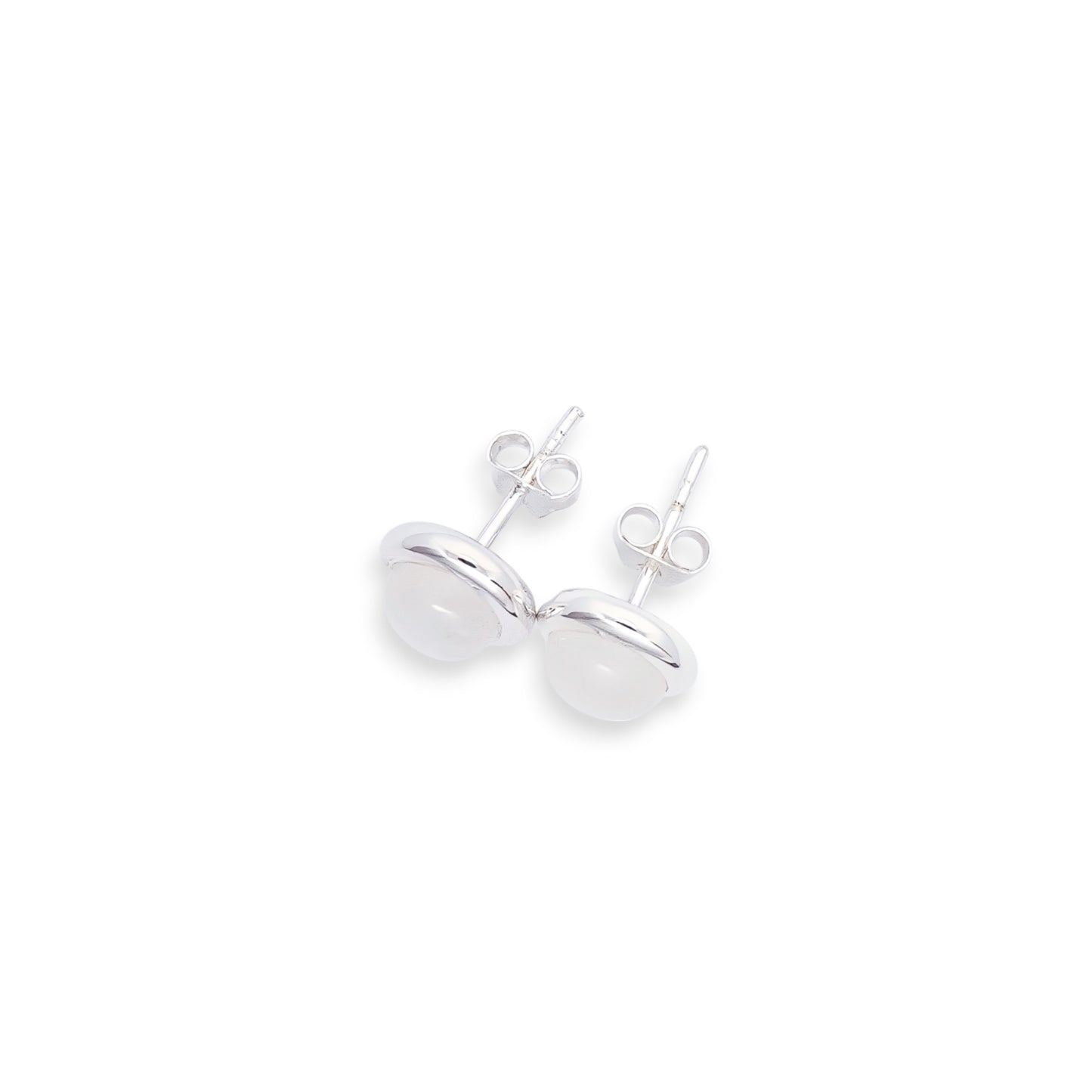 Sliver Moonstone Button Studs